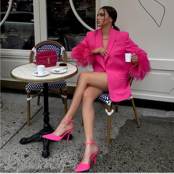 NWT Zara Straight Cut Feather Blazer - Picture 7 of 17